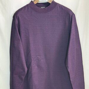 NWOT Carnoustie Men's Mock Neck 100% Cotton Long Sleeve Shirt - Eggplant - XL